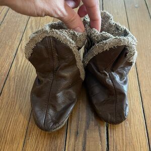 Cozy Brown Shearling leather Robeez Booties for learning to walk